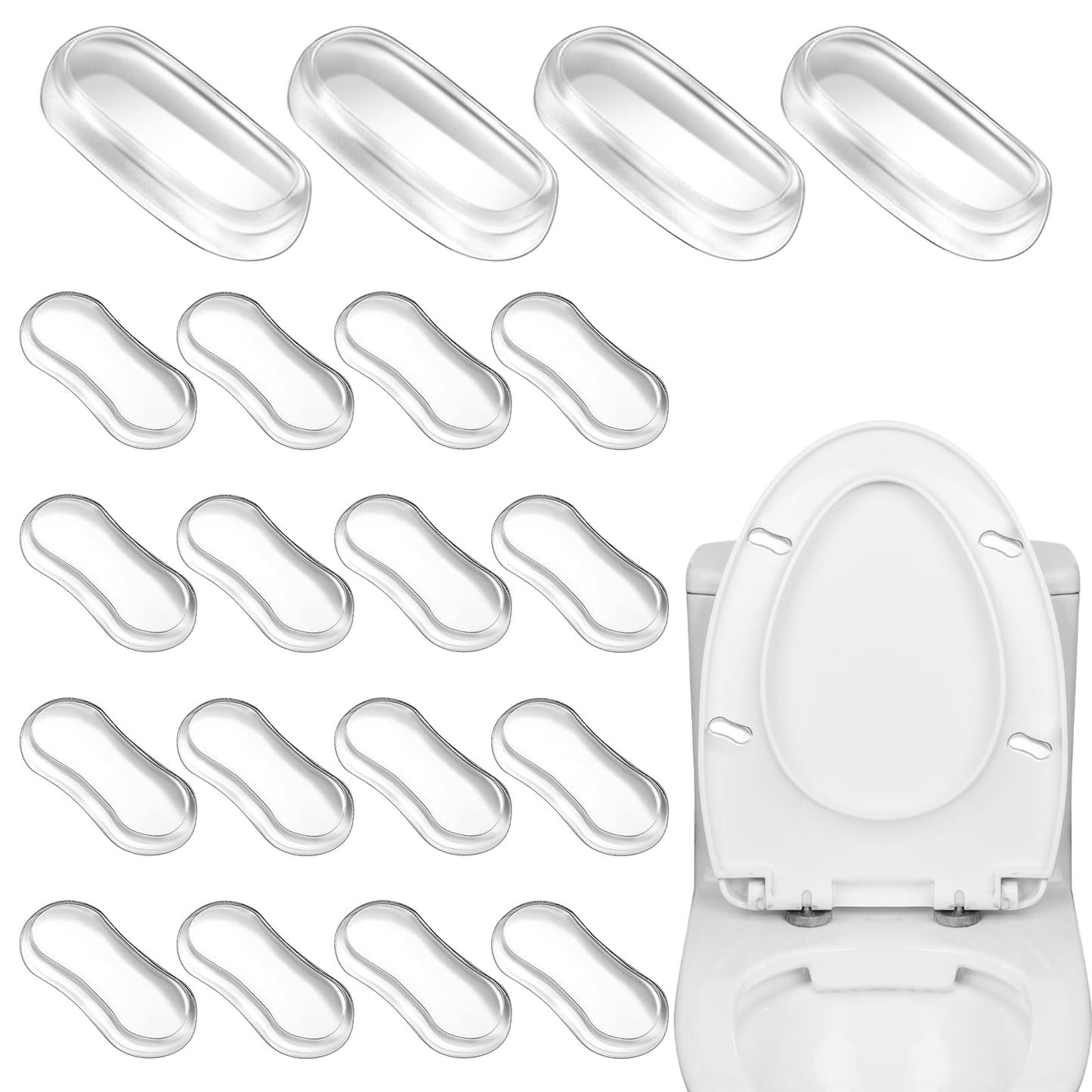 Toilet Seat Buffer, Pack of 20 Toilet Seat Bumpers, Toilet Seat Buffers Universal Replacement Bumpers, Toilet Seat Replacement Parts Buffers, Reduce Noise Gaps, for Families, Schools and Hospitals