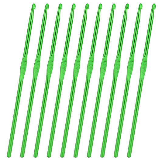 10Pcs Aluminum Crochet Hook, Knitting Needles Craft Yarn, Crochet Hook for DIY Craft, Gold Crochet Needles for Knitting Scarf(4mm Green)