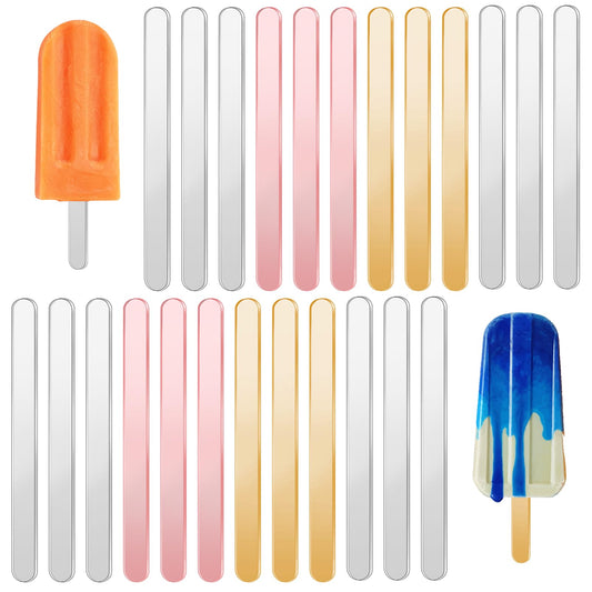 Reusable Acrylic Cakesicle Sticks, 30pcs Acrylic Sticks, Reusable Ice Cream Sticks, Ice Cream Sticks, Cake Molds, Cake Sticks for Homemade Ice Cream, Cakes, Desserts (Colorful)