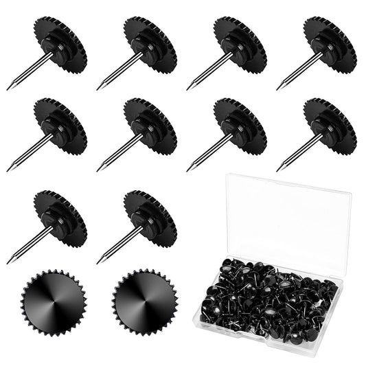 150 Pcs Black Plastic Pushpins Plastic Gear Thumb Tacks Wall Pins Black Tack with Stainless Steel Point Decorative Thumb Tacks for Cork Board Bulletin Board Wall Wall Map Photos
