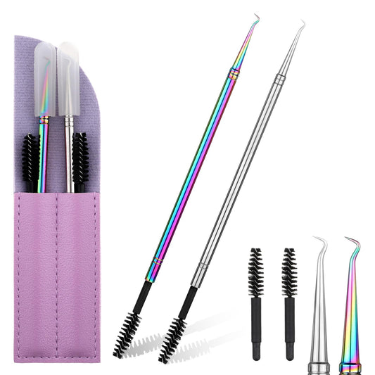 2 in 1 Lash Lift Tool Kit,2PCS Lash Lift Kit Stainless Steel Eyebrow Brush Eyelash Separator Brow Comb Lash Lift Tint Kit Professional Metal Lash Lift Rods Eyelash Separator Tool with Separating Comb