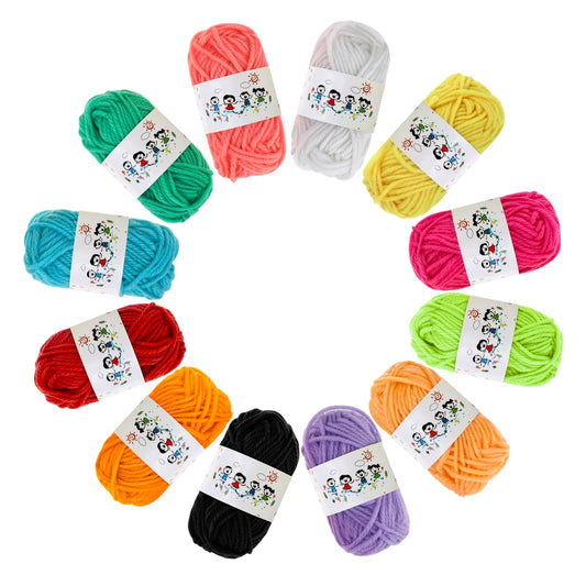 Wool for Crochet Knitting Acrylic Yarn 12 x 10 g, Yarn for Crafts, Knitting, Crochet Yarn, Mini Knitting Yarn, Acrylic Yarn for Crochet, 12 Colours, Starter Crochet Yarn for Knitting, Crochet, Crafts
