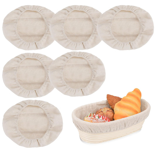 6Pcs Oval Bread Proofing Basket Cloth Liner Sourdough Banneton Proofing Basket Cloth Fermentation Basket Linen Liner for Baking Supplies, 26cm