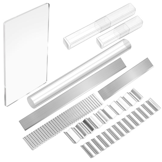 KALIONE Acrylic Glass with Acrylic Clay Roller, 9 Pieces Polymer Clay Tools, Acrylic Plate, Rectangular Shape, Clay Blades Set for Clay, DIY, Shaping, Modeling, Sculpture