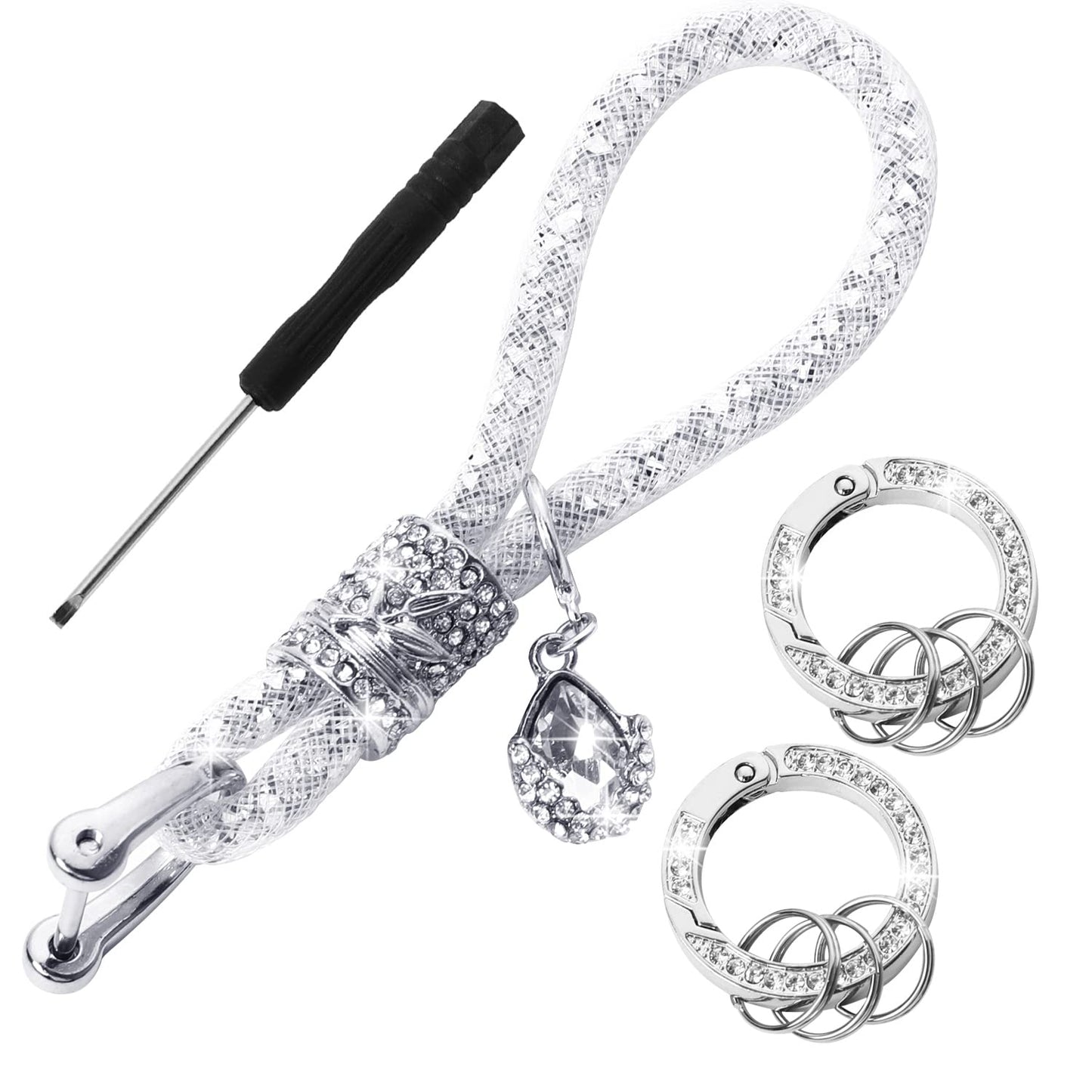 Vin beauty Bling Car Accessories for Women Car Key Chains for Women Crystal Car Keychain with Bling Rhinestones Car Key Ring Strap for Women and Girls Car Accessories for Auto Moto Keys