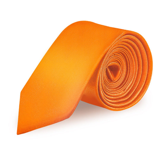 KALIONE Men's Ties Solid Color Thin Tie Satin Neck Ties Mens Formal Skinny Necktie Costume Accessories for Men Women(Orange)