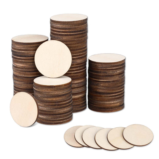 100 PCS Wooden Circles Wooden Discs for Crafts Unfinished Round Wood Circles for Crafts 1.18 inch Wood Blank Natural Wooden Cutout Circles Chips for Painting Writing Carving Letter DIY Decoration
