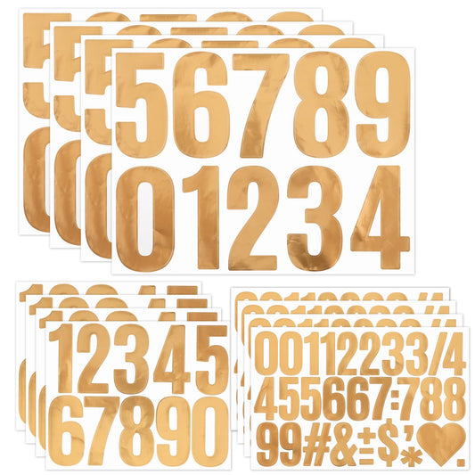 12 Sheets Gold Mailbox Numbers Sticker 2 Inch 3 Inch 4 Inch Self Adhesive Mailbox Numbers Stickers 0-9 Reflective Vinyl Waterproof Numbers Stickers for Mailbox, Apartment, Signs, DIY Decor