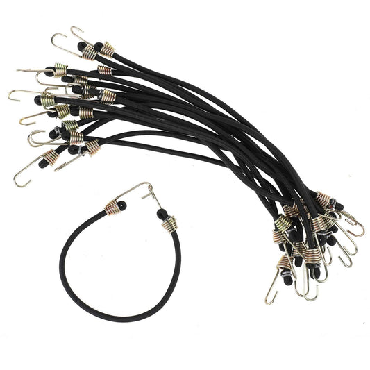 Bungee Cords with Hooks, 15 Pcs Bungee Straps Rubber Bungee Cords, 9 Inch Heavy Duty Outdoor with Stainless Steel Hooks Mini Short Elastic Cord for Camping, Tents Tarp Covers, Motorcycle and Cargo