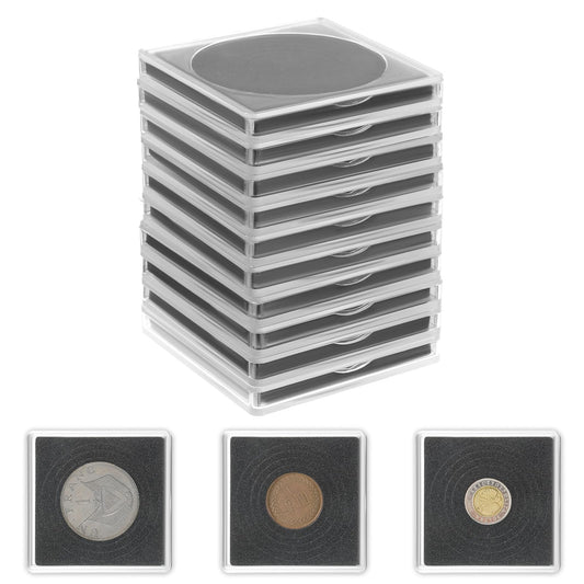 FdcLixuvol Coin Snap Holders, 10 Pack Silver Dollar Coin Holders Clear Coins Capsules Cases with 5 Sizes Black Gasket 20/25/30/35/40 mm Silver Dollar Protection Cases Dollars Collection Supplies