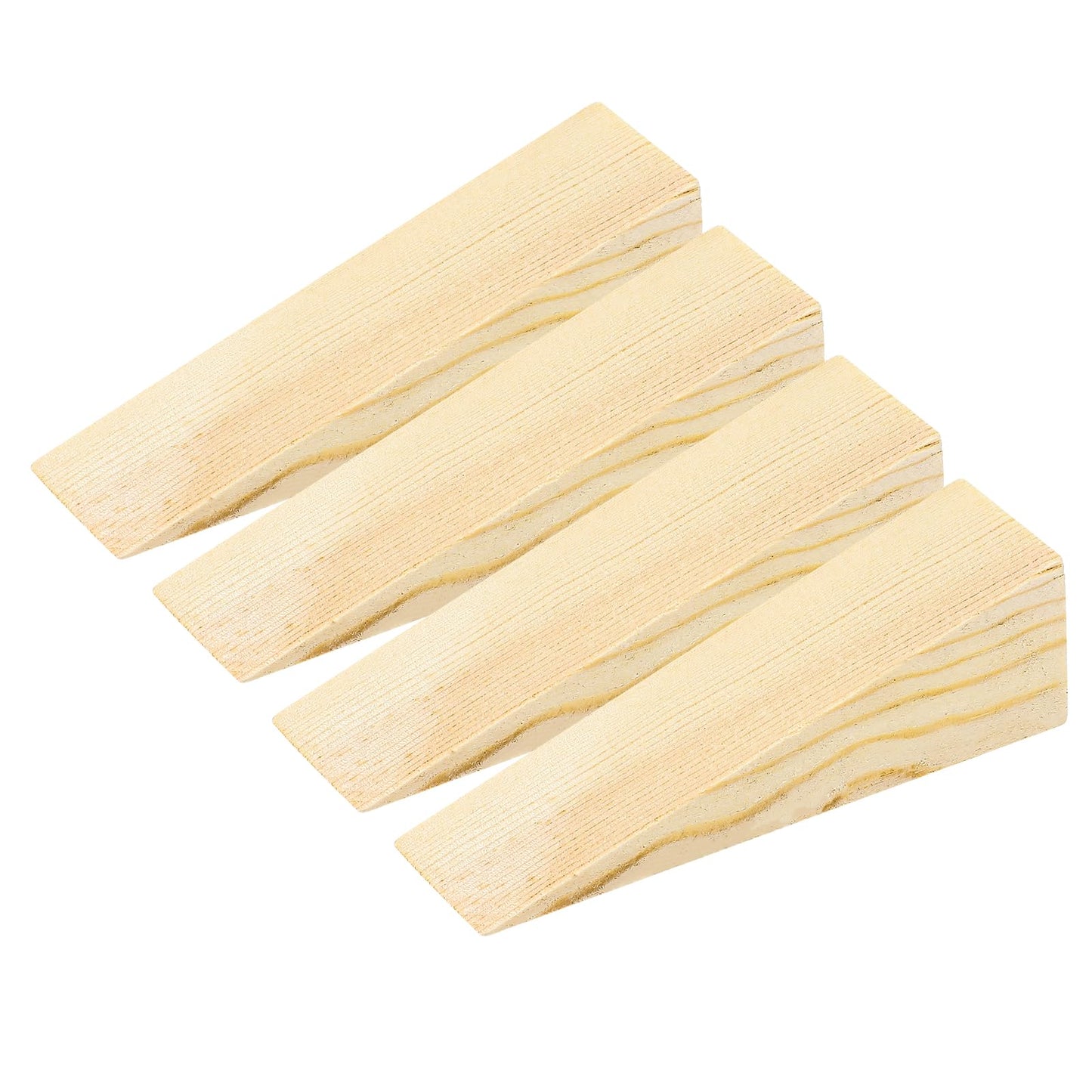 Salbsever Wooden Door Stopper, 4 Pcs Firefighter Doorstop, Solid Non-Slip Pine Wood Shims, Fit for Bottom of Door On Tile, Concrete, Carpet, Wooden Floor