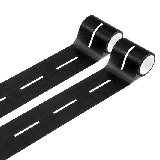 Road Tape, Road Tape for Kids Race Track Tape Black Residue Free Road Track Tape Simple Style Racer Party Decoration Mat for Kids Birthday Racing Party Decoration -2 Inch Wide 19.7 Inch Long