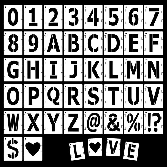 Letter Stencils, 42 Pcs 3 Inch Alphabet Number Stencils Reusable Plastic Craft Stencils Interlocking Stencil Kit for Painting on Chalkboard, Wood, Wall, Fabric, Rock, Signage, DIY Art Projects