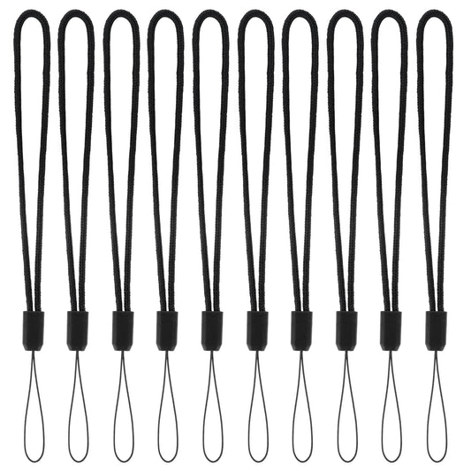 KALIONE 10 Pcs Wrist Lanyard Black Hand Wrist Strap Lanyards Nylon Wrist Lanyard for Men Women Hand Strap for Keys Mobile Phone Case USB Wallet ID Name Tag Badge Whistle Walkie-Talkie Flashlight