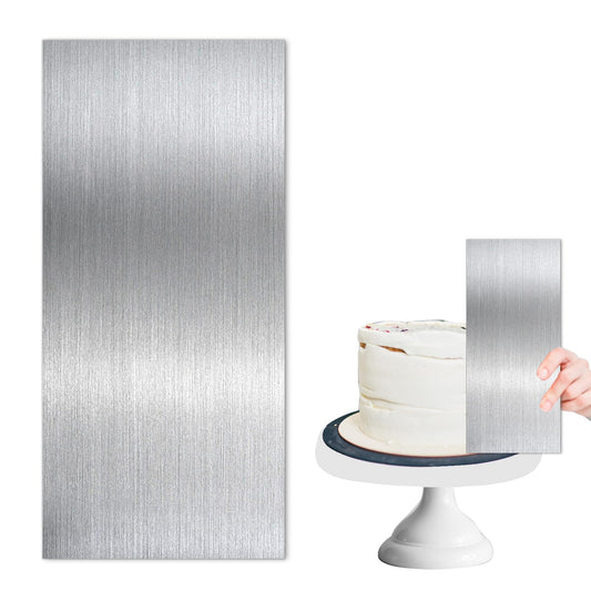 10 Inch Metal Cake Scraper Stainless Steel Cake Smoother Tool Double Sided Patterned Edge Stripe Cake Leveler for Baking Cake Buttercream Kitchen Accessory