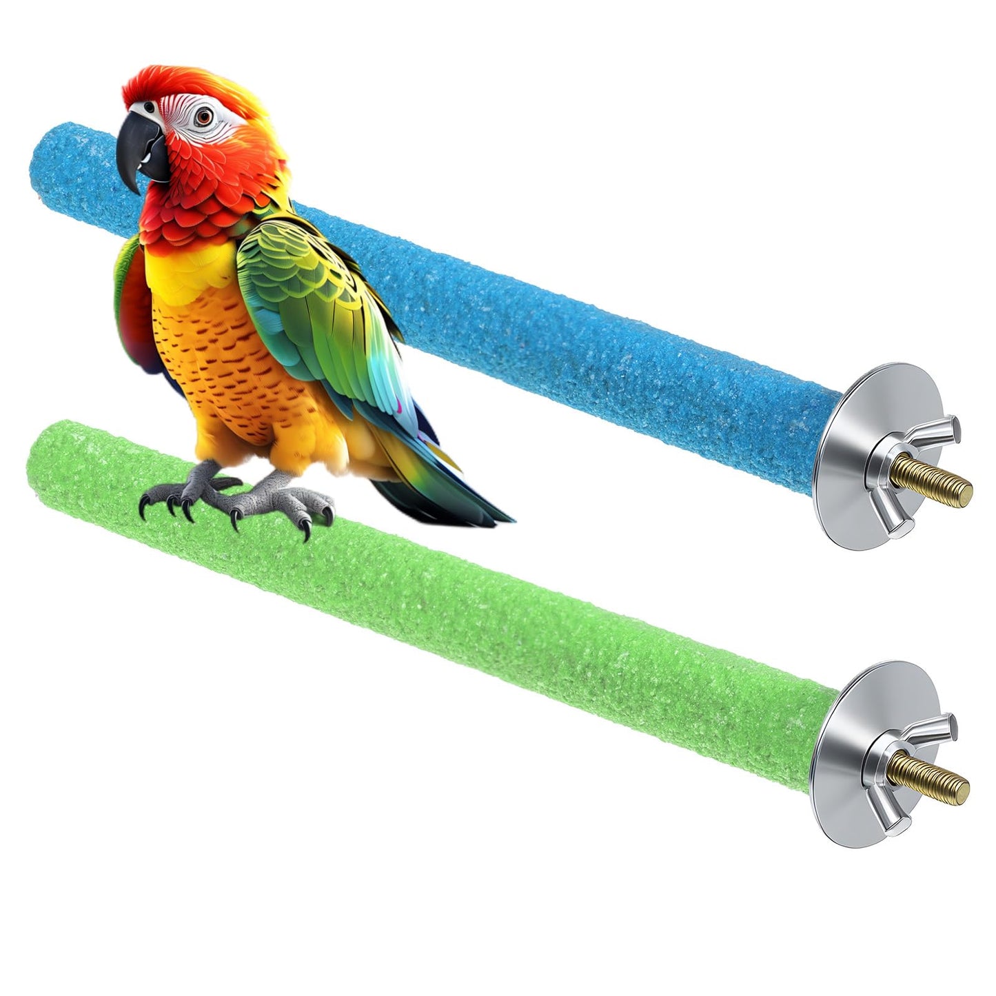 Bird Perches for Cage, 2 PCS Parrot Perch Bird Cage Perch Toy Paw Grinding Stick Cages Wooden Grinding Claw Sticks Sanded Surface Cages Toy for Parakeets Finches Parakeet Toys Birdcage Accessories