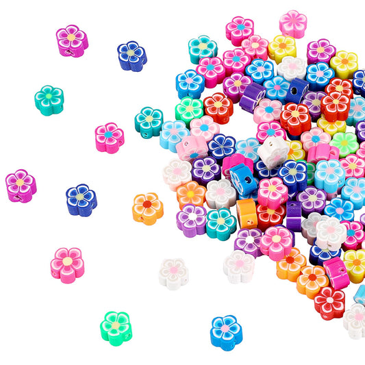 100 Pieces Mixed Polymer Clay Beads Colored Flower Clay Beads Clay Flower Beads for Earring Bracelet Necklace Jewelry Crafts Making