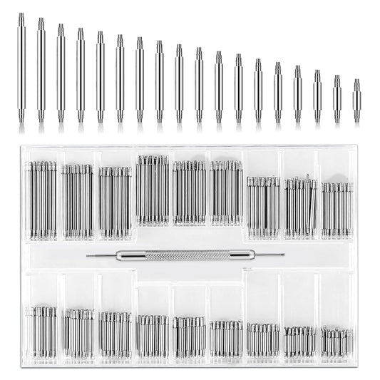361 Pieces Watch Band Pins Replacement Kit, 8mm - 25mm Professional Stainless Steel Watch Strap Link Pins with Double-Ended Spring Bar Tool Assortment for Watchmaker and Beginner (1.5mm Diameters)