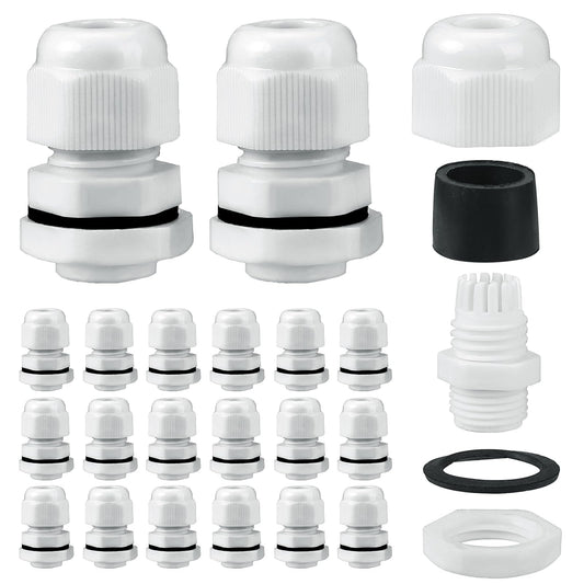 20 pcs Cable Glands, M16 Cable Glands Waterproof Cable Glands Adjustable Cable Glands M16 Cable Glands Wire Protectors Entry for Outdoor Garden Switch Box Junction Box