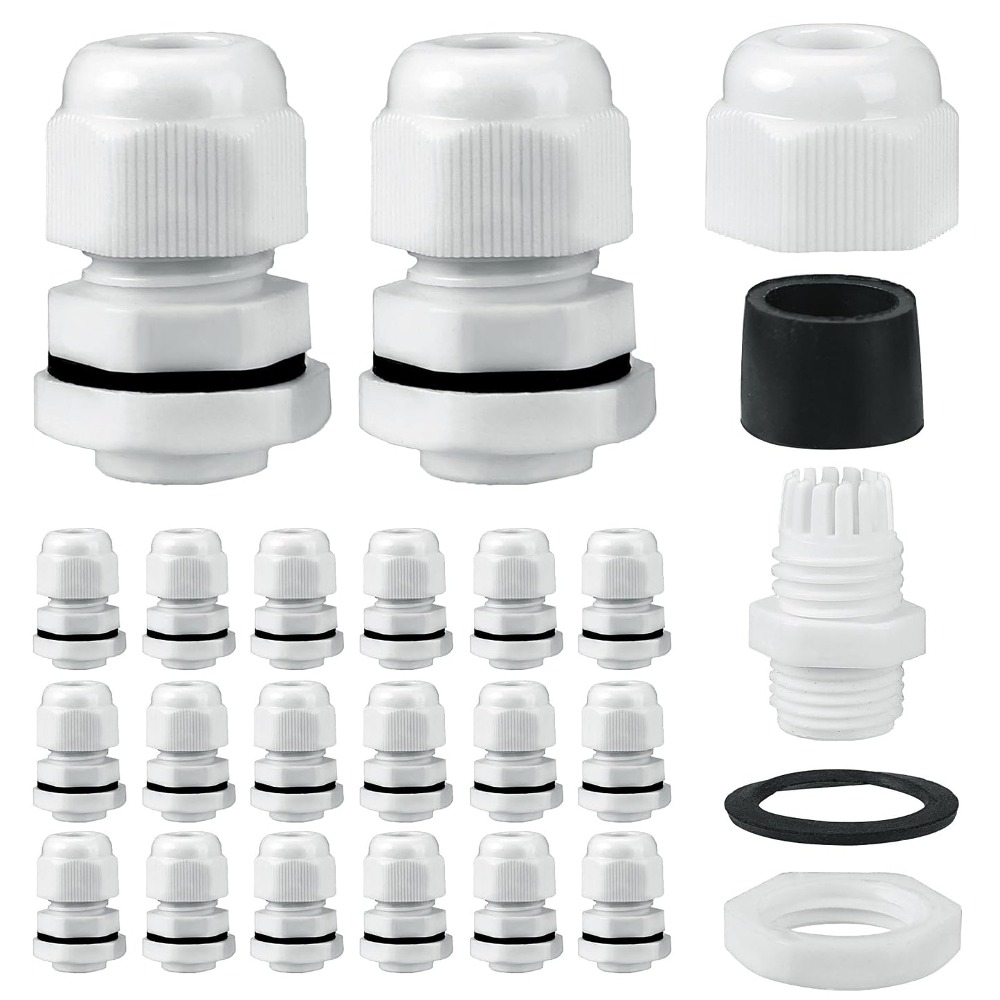 20 pcs Cable Glands, M16 Cable Glands Waterproof Cable Glands Adjustable Cable Glands M16 Cable Glands Wire Protectors Entry for Outdoor Garden Switch Box Junction Box
