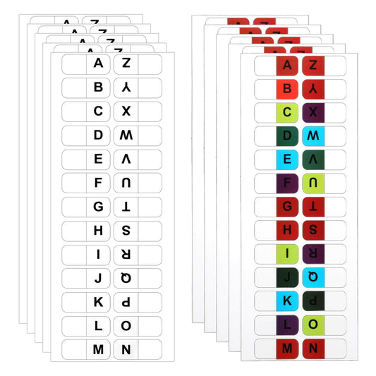 A-Z 26 Alphabet Tabs White and Coloful Letters Tab Sticky Small Alphabetical Tabs A-Z Alphabet Index Tab, 260 PCS Self Adhesive Page Indexes for Notebooks Filing Dictionary Files