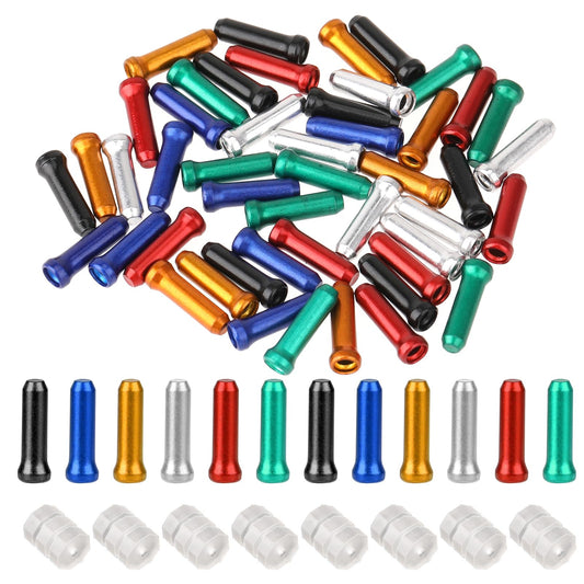 Pack of 48 Bicycle End Caps Colourful Gear Cable End Caps Brake Cable End Sleeves with 8 Pieces Brake Cable Rubber O-Ring Bicycle Brake Cable Caps for Road Bike Mountain Bike Brake Cable Shift Cable