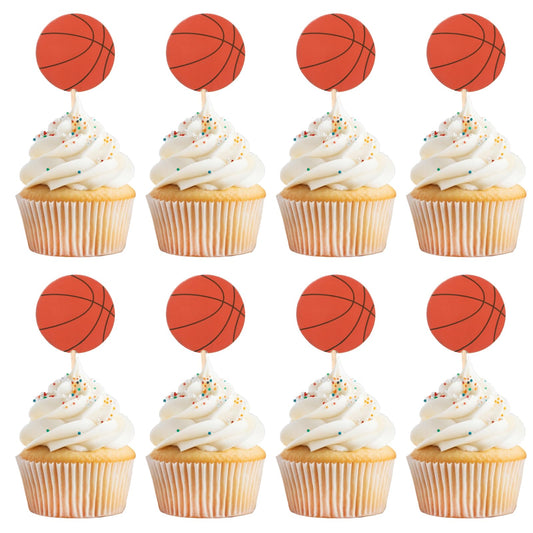 48Pcs Basketball Cupcake Toppers Sports Ball Cupcake Picks Basketball Theme Basketball Cake Decorations for Basketball Sports Players Birthday Party Cake Decorations Supplies