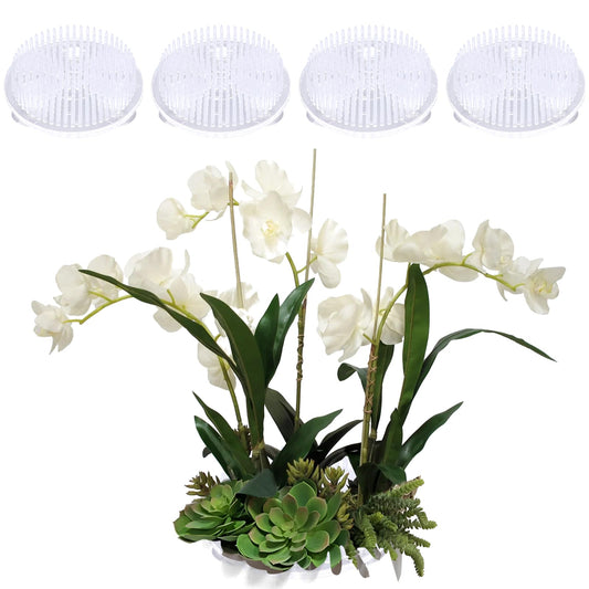 KALIONE 4 Pieces Flower Frog, Plastic Floral Frog, Clear Flower Arrangement Holder, Floral Frogs for Arrangements Vase, Round Floral Putty with 3 Suction Cups for DIY Floral Arrangement Supplies