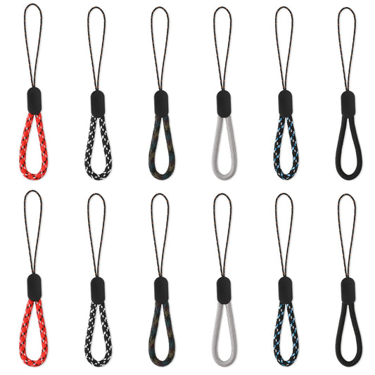 12 Pcs Finger Lanyard Wrist Strap Assorted Color Nylon Finger Straps Adjustable Finger Hand Wrist Straps Portable Short Small Lanyard Straps for Keys Camera USB Mobile Phone FLash Drives Earphone