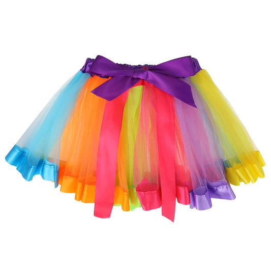 KALIONE Tutu Skirts for Girls Rainbow Tutu Skirt Tulle Ballet Dance Dress Colorful Ruffle Skirt Layered Tulle Ballet Dance Costumes for Women Girls Birthday Princess Party