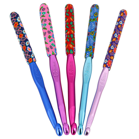 Crochet Hooks Large, Soft Grip 6.5mm to 10mm Crochet Hooks Kit for Crocheter, Aluminum Crochet Hooks Knitting Needles Ergonomic Handle Crochet Hook for Crocheting
