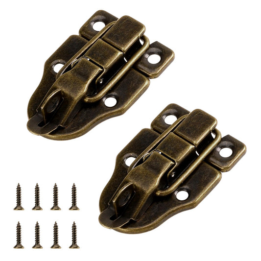2Pcs Retro Bronze Style Box Toggle Latch Antique Bronze Style Duckbilled Hasp Clasp Latch Lock for Jewelry Box Cabinet Toolbox Suitcase,with Mounting Screws(Bronze)
