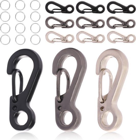 12 Set Mini Paracord Keychain Clip Hooks Keychain Clasps Spring Snap Keyring Hooks for Camping, Travel, Hiking, Outdoor