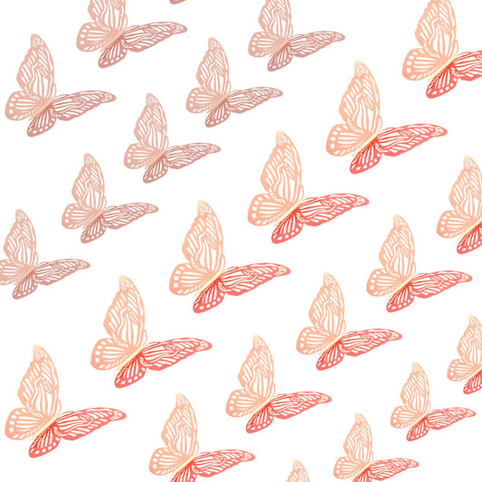36pcs 3D Butterfly Wall Sticker, 3 Sizes Rose Gold Glitter Butterflies Wall Decals Butterfly Stickers for Walls, 3D Wall Stickers for Bedrooms, Classrooms, Party, Wedding, Backdrop Wall Decor