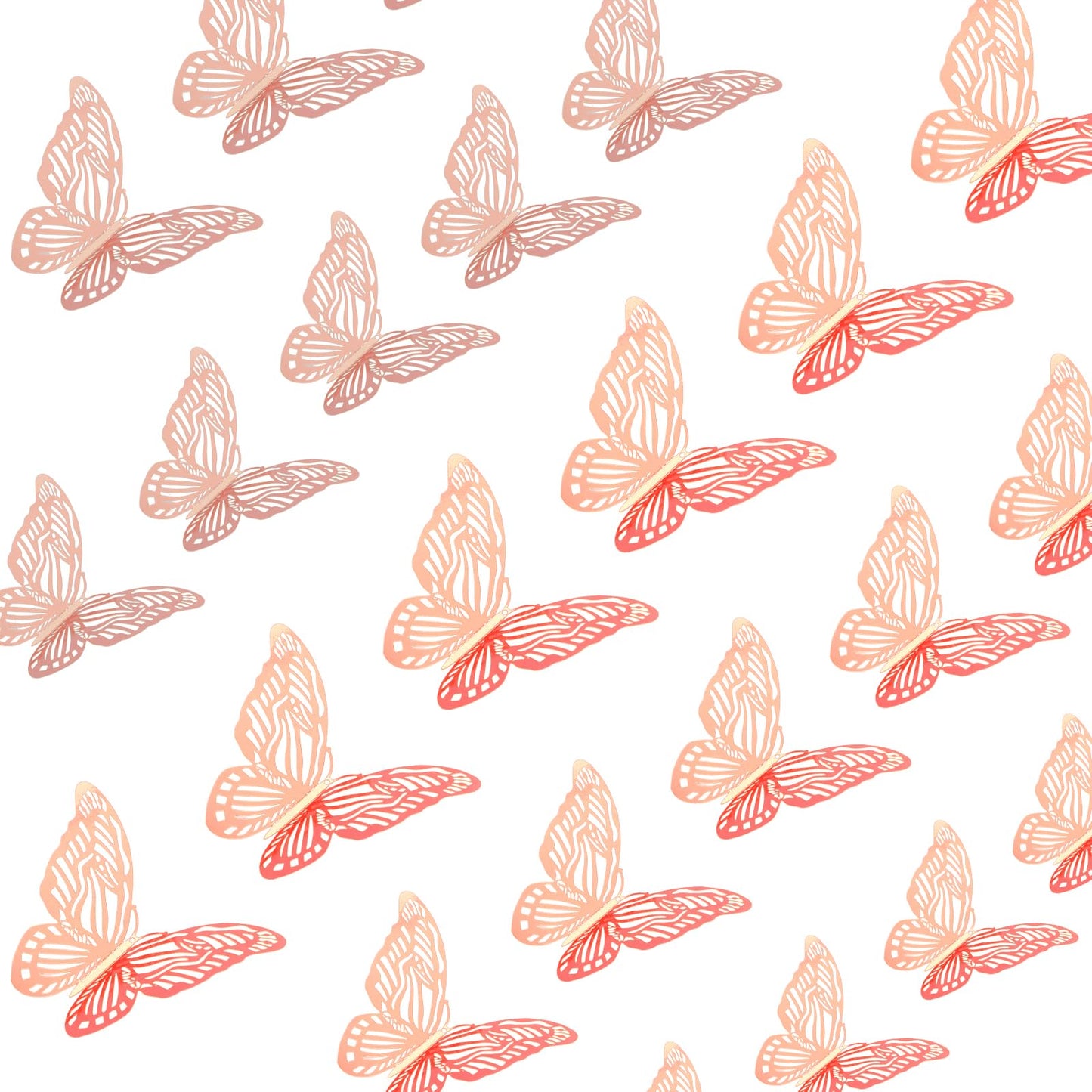 36pcs 3D Butterfly Wall Sticker, 3 Sizes Rose Gold Glitter Butterflies Wall Decals Butterfly Stickers for Walls, 3D Wall Stickers for Bedrooms, Classrooms, Party, Wedding, Backdrop Wall Decor