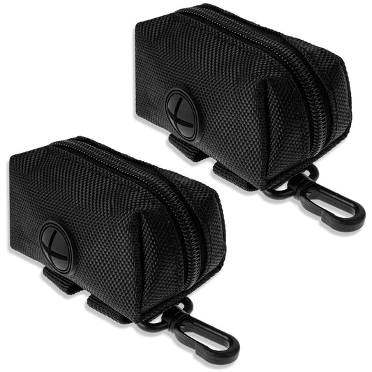 KALIONE 2 Pack Dog Waste Bag Holders, Dog Poop Bag Holder, Dog Poop Bag Dispenser with Zipper, Dog Poop Bags Dispenser for Leashes, Portable Poop Bags Holders with Hook Clip for Walking Running, Black