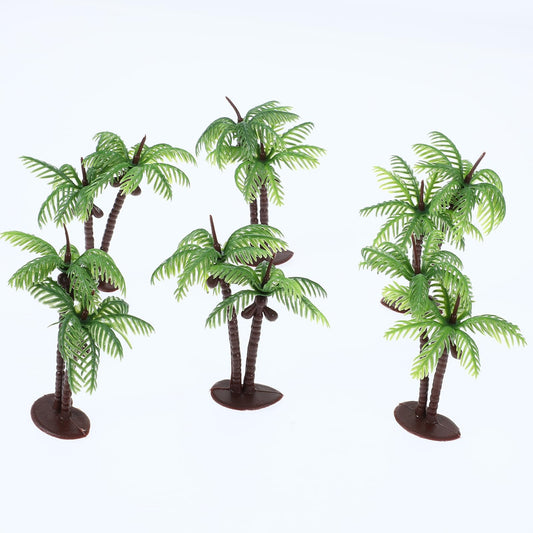 25Pcs Green Palm Tree Cupcake Topper, Model Trees Artificial Trees Miniature Plant, Plastic Palm Tree Coconuts for Micro Aquarium Garden Plant Building Landscape Birthday Party Supplies