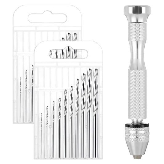 Pin Vise Hand Drill, 21 Pieces Hand Drill Set Precision Steel Pin Vise with 20 PCS Small Drills Bits (0.8 Mm-3 Mm) Rotary Craft Drills for Jewelry Making, Resin, Wood, Clay, DIY Crafts Keychains