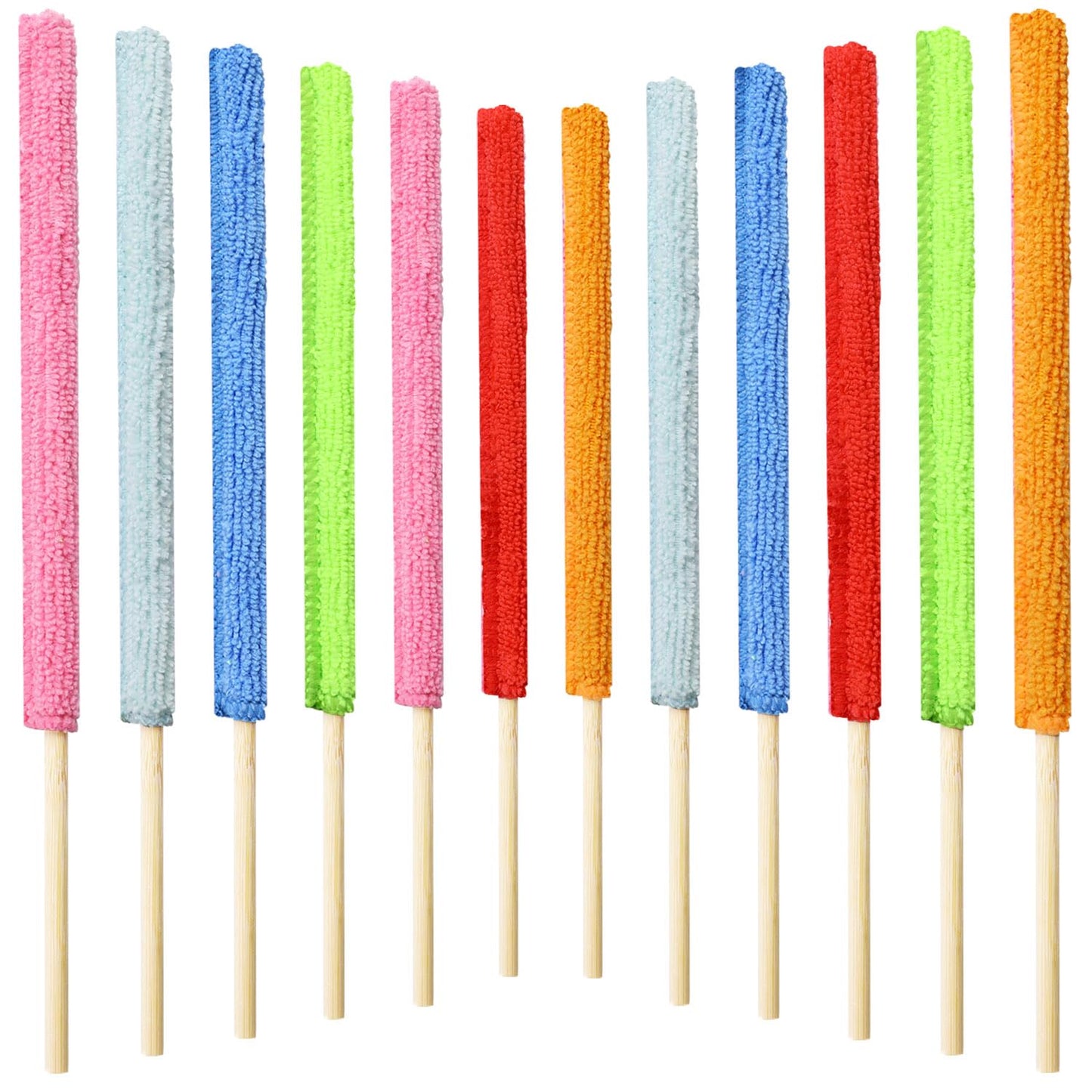 12Pcs Mini Dusters for Cleaning, Microfiber Detail Duster Sticks, Small Dusters for Cleaning, Crevice Cleaning Brush Tool, Duster Sticks for Cleaning Car Vent/Blind/Fan(6 Colors)