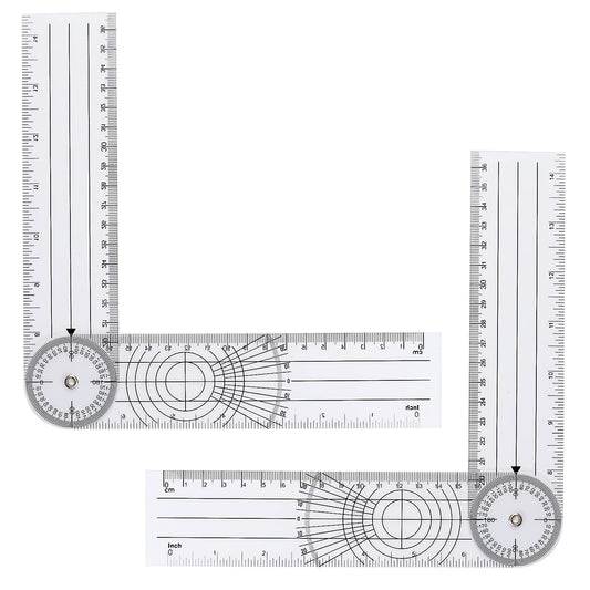 Plastic Goniometer Quick Angle Protractor Clear Angle Finder Angle Ruler Can Rotate 360 Degree 7'' Arms Measuring Tool for School Office Measuring