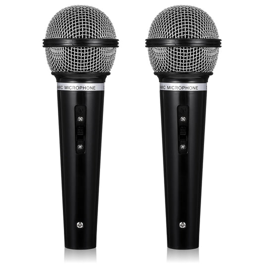 Zyghjort Fake Microphone Prop, 2 Pcs Black Plastic Toy Microphones Fun Stage Play Microphone for Halloween Christmas Cosplay Music Birthday Party Favors Costume (Black)