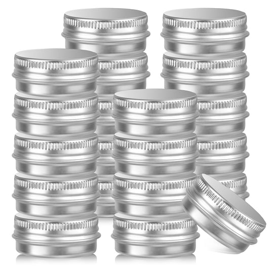 20pcs Aluminum Tin Jars Containers 15ml 0.5 Ounce Leak Proof Cosmetic Tin Jars Containers Round Screw Lids Small Tin Containers with Lids Aluminum Tin Cans for Cosmetic, Salves, Balms, Lip Balm,Scrub
