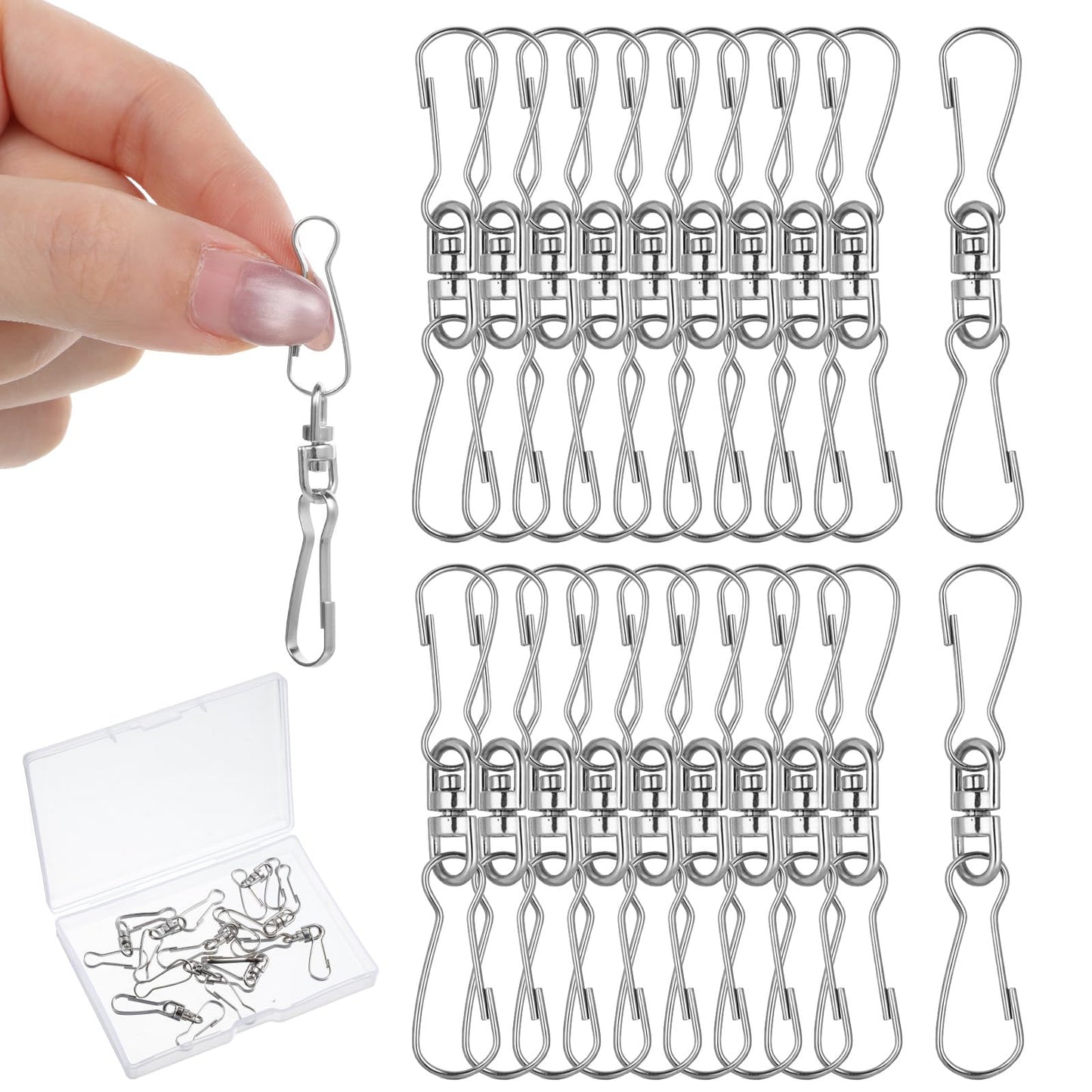 Pack of 20 rotating double hook clips, rotating hooks made of stainless