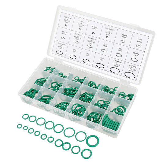 KALIONE 270 Pcs Compressor O Rings Car Air Conditioner Compressor O-Ring Rubber Seals AC O Ring Kit Sealing O Rings Gasket Assortment Set for A/C Professional Plumbing Automotive (Green)