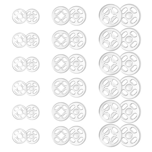 Plastic Snaps for Fabric, 36 Pcs 3 Sizes Round Clear Snaps for Sewing Invisible Sew on Snap Button Fasteners for Sewing DIY Crafts Clothing Shirt Pant (7.5mm, 10mm, 12.5mm)