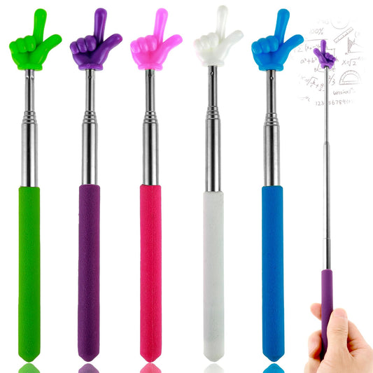 Mozeat Lens 5 Pcs Telescopic Pointer Stick Teachers Finger Pointer, Retractable Mini Hand Teaching Stick Classroom Pointer Whiteboard Pointer for Presentation Teacher Supplies