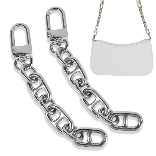 2 Pcs Handbag Strap Extender Silver Purse Strap Extender 4.3 Inch Strap Extender for Crossbody Bag Metal Chain Strap Accessories Short Purse Replacement for Women Purse Handbag Shoulder Bag Decoration