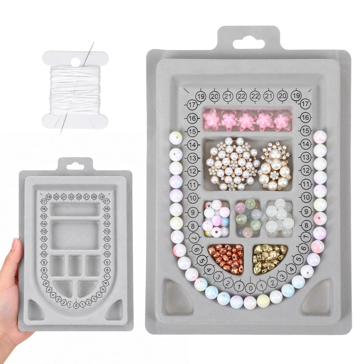 Bead Plate, Bracelet Bead Boards for Jewelry Making 9 Recessed Compartments