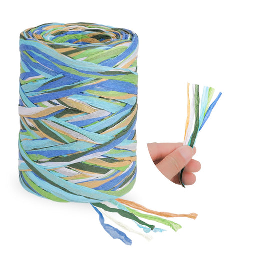 Raffia Ribbon, 6 Colors Packing Paper String, 262 Feet Colored Paper String Raffia Ribbon for Gift Wrapping, Wrapping Ribbons for Gift Party Decor DIY Craft Decoration(Color B)