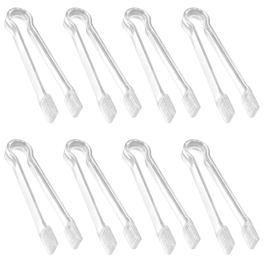 8 PCS Plastic Buffet Serving Tongs Mini Serving Utensil Tongs Clear Sugar Ice Tongs Clear Kitchen Tongs for Buffet Barbecue Appetizers Desserts, 6.3 Inches
